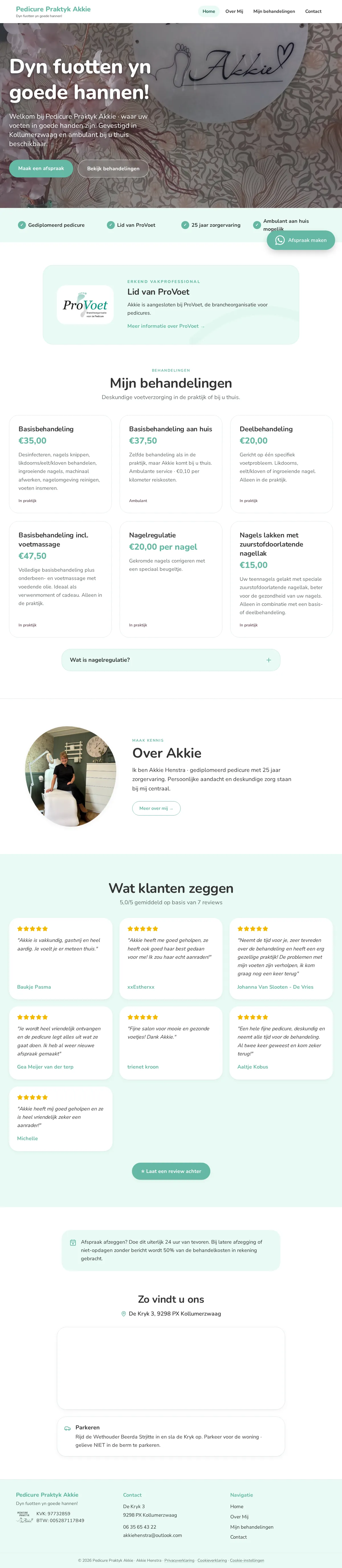 Homepage van Pedicure praktijk Akkie